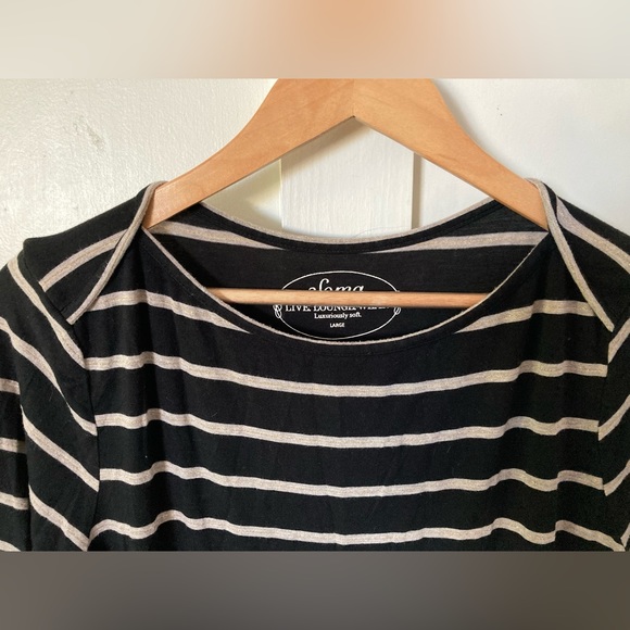 Soma luxuriously soft Large night shirt loungewear long sleeve metallic striped - Picture 4 of 8